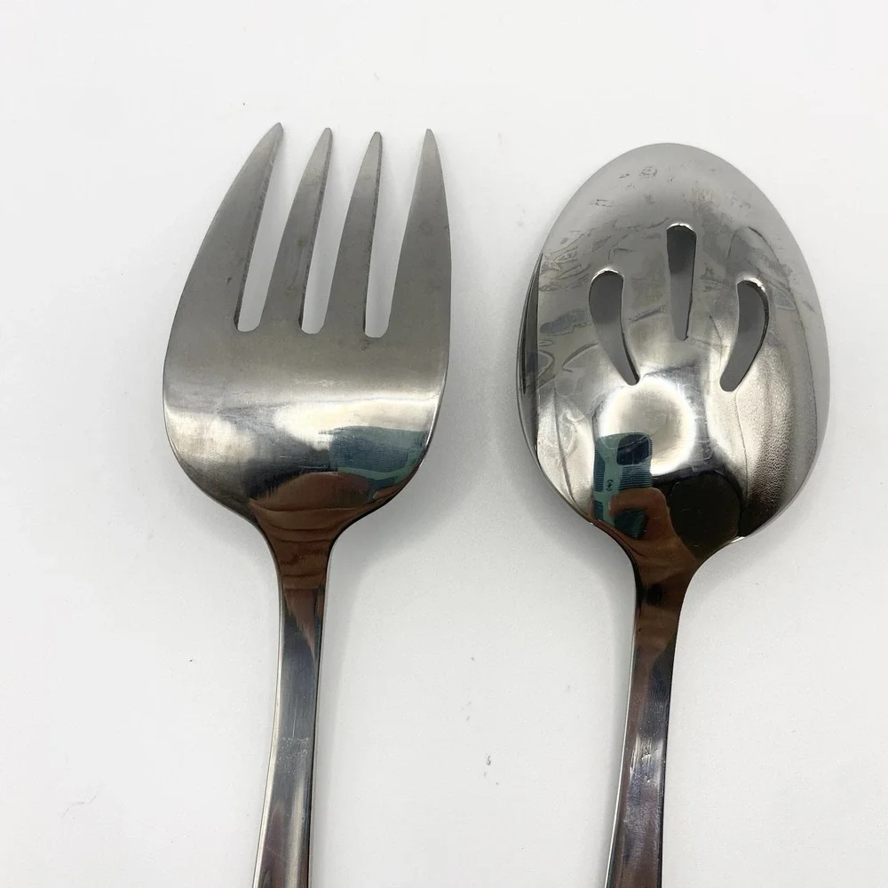 Hampton Silversmith Braided Rope Stainless Silverware Serving Fork Slotted Spoon